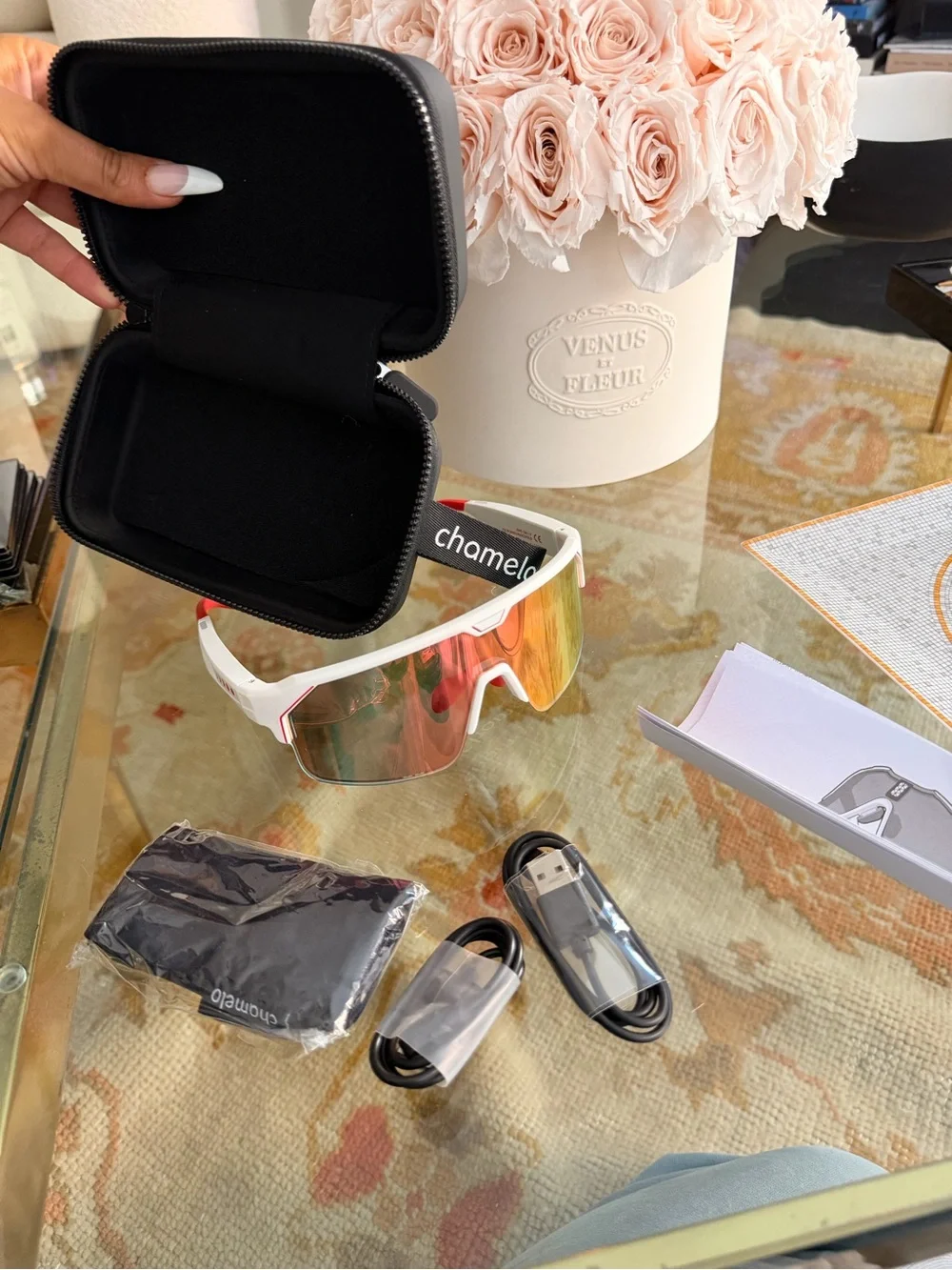 Knicks Music Shield Sports Sunglasses - White Frame, Mirrored CHAMELO smart